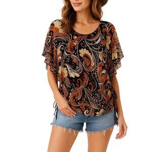 Schott NYC 70s Vintage Abstract Print Mesh Top